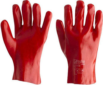 RED PVC GLOVES 27CM(PAIR)